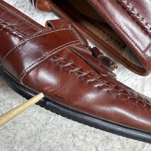 David Taylor Shoes Men\'s 10M Brown Leather Tassel Loafers Work Preppy Smart main image 5